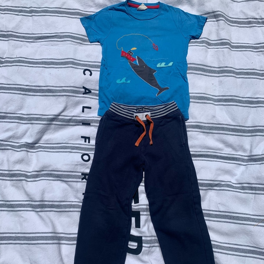 Boys mini Boden pants and tee